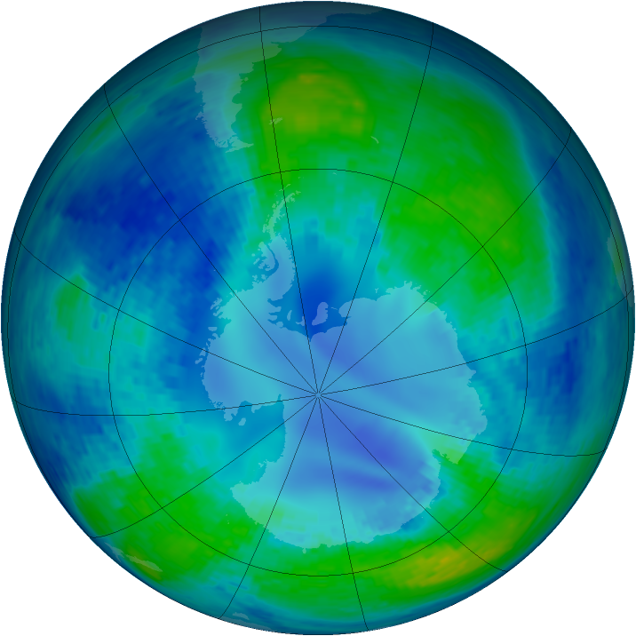 Antarctic ozone map for 21 April 1994